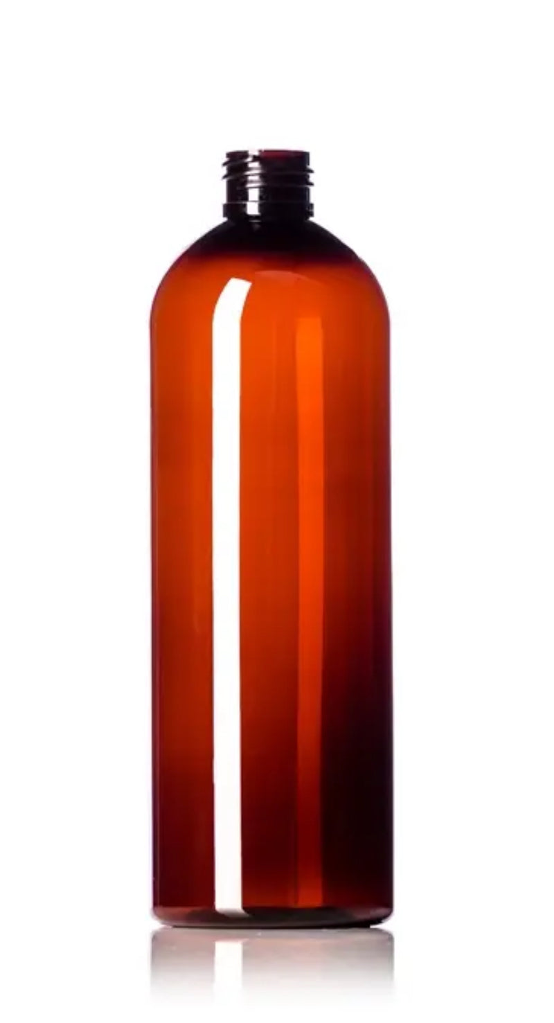 Empty Amber Plastic Bottle- 16oz