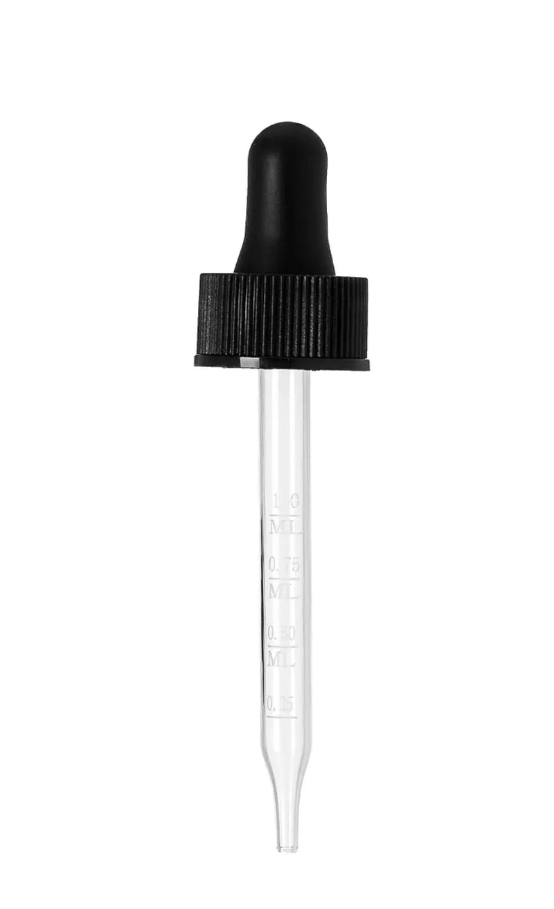 Enclosure/Caps- Black Dropper Pipette 1oz Bottle