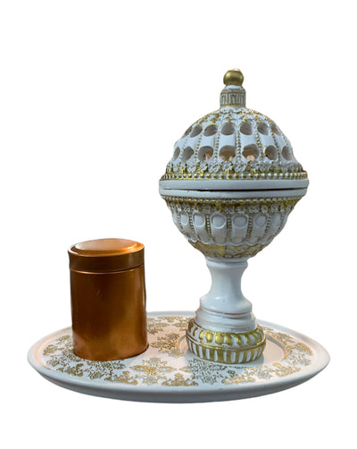 Mabkhara Set: White Small - MyBakhoor