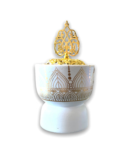 Mabkhara: Ceramic Chalice Shape (White) - MyBakhoor